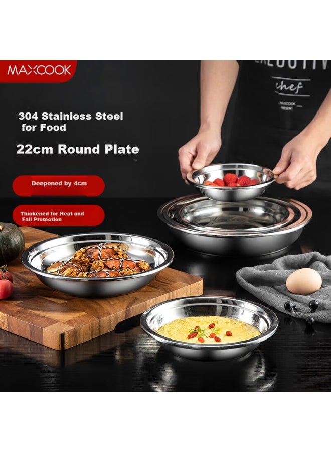 MAX COOK Meichun Thickened 304 Stainless Steel Plate Dish, Bowl And Plate 22cm Mcwapd22, Widened And Deepened, Drop-resistant - Image 4