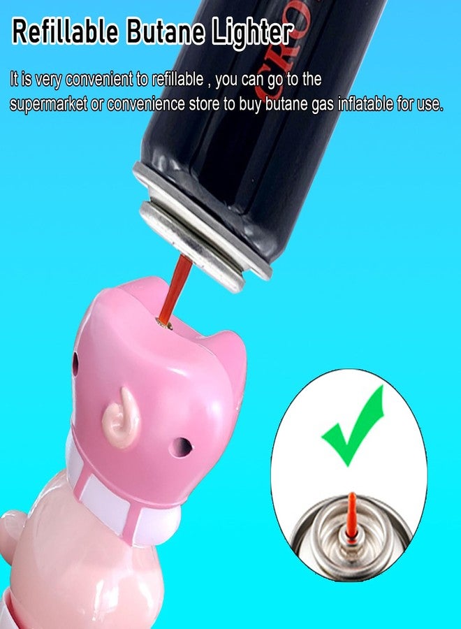 XQBBIDM Double Jet Flame Torch Lighter, Creative Cute Pig Shape Cool Lighter with Portable Lanyard,Butane Refillable and Adjustable Flame Windproof Lighters for Friends Gifts Odoor (Without Butane)-Pink - Image 3