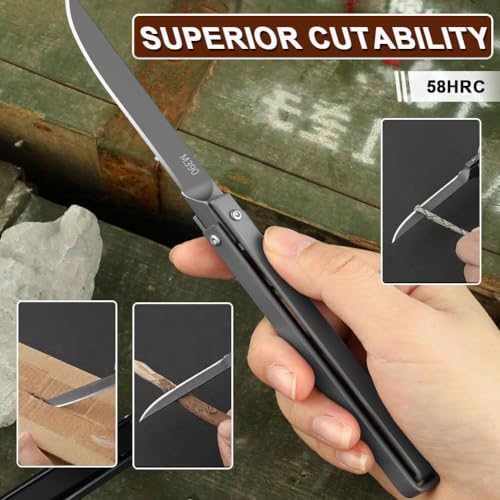 Machado Stainless Steel Knife | Ultra-Sharp with Leather Sheath - Slim Knife for Kitchen Use - Charcoal Black - Image 3