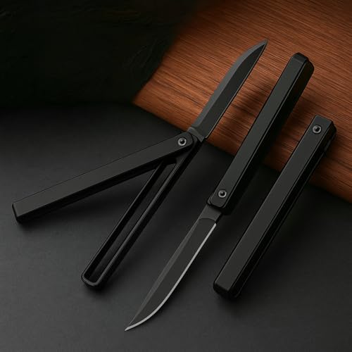 Machado Stainless Steel Knife | Ultra-Sharp with Leather Sheath - Slim Knife for Kitchen Use - Charcoal Black - Image 2