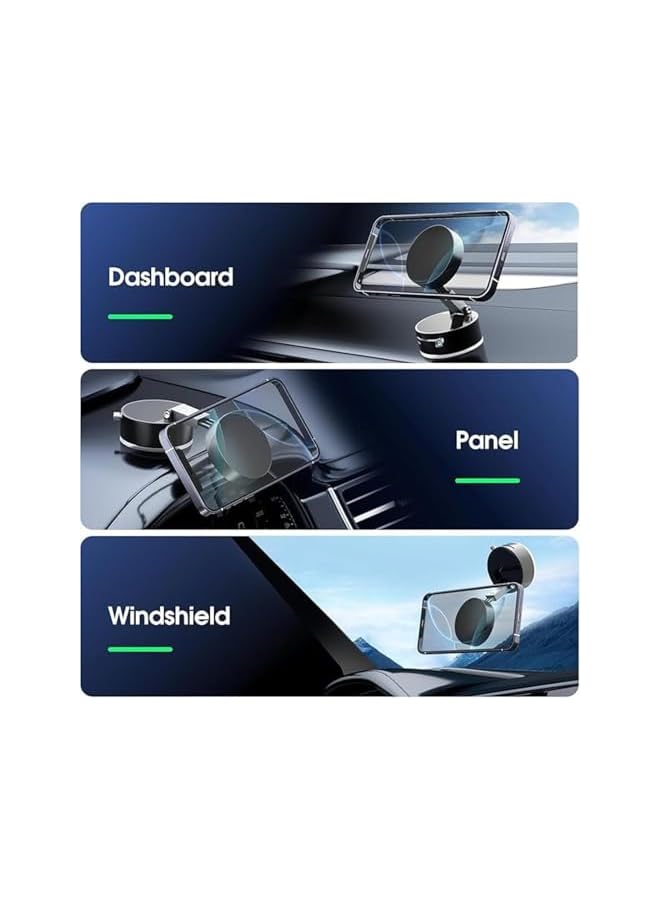 S-TOP Magnetic Car Phone Holder with Vacuum Suction Cup - 360° Rotating Mount, Strong Magnet Dashboard & Windshield Stand, Foldable Hands-Free Mobile Holder for Car, Home & Office - Image 3