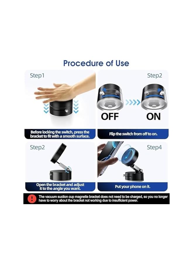 S-TOP Magnetic Car Phone Holder with Vacuum Suction Cup - 360° Rotating Mount, Strong Magnet Dashboard & Windshield Stand, Foldable Hands-Free Mobile Holder for Car, Home & Office - Image 2