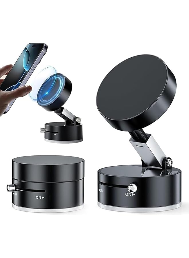 S-TOP Magnetic Car Phone Holder with Vacuum Suction Cup - 360° Rotating Mount, Strong Magnet Dashboard & Windshield Stand, Foldable Hands-Free Mobile Holder for Car, Home & Office - Image 1