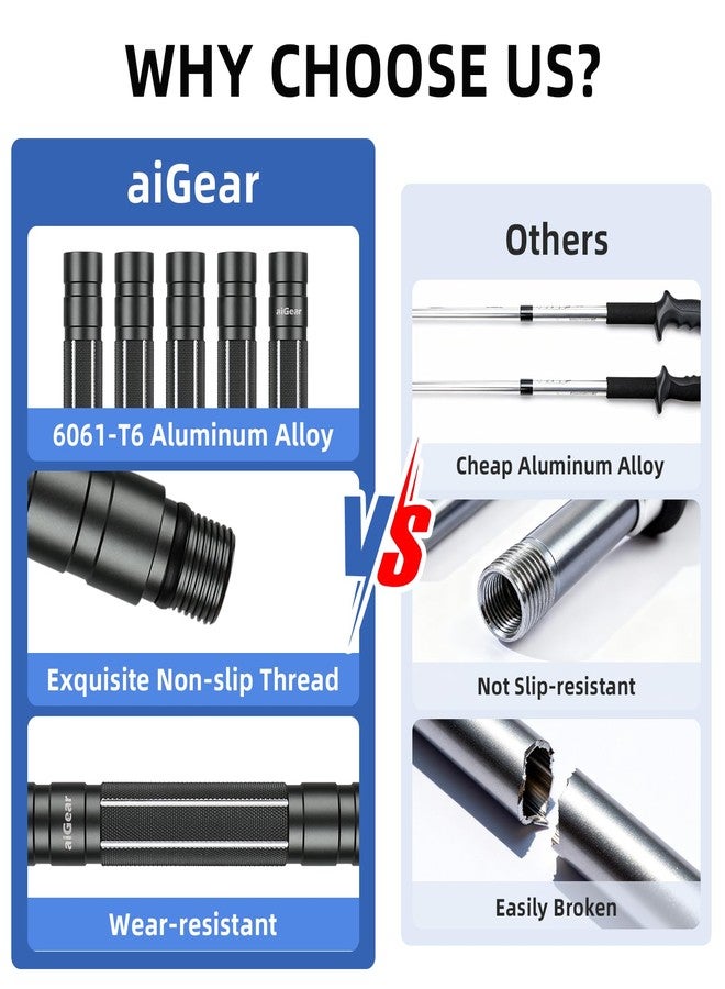 aiGear Premium Walking Hiking Stick CNC Machined Outdoor Trekking Poles Color Black(G2647) - Image 4