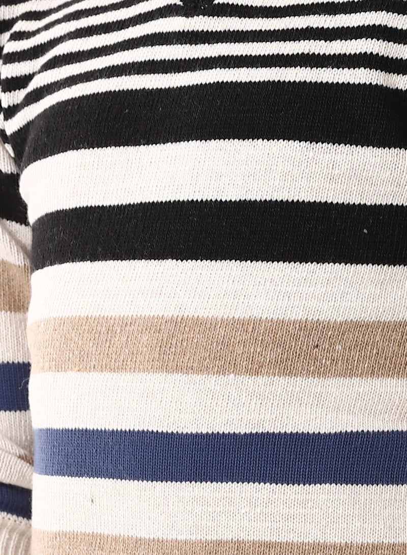 Andora V-Neck Slip On Boys Pullover_Black & Beige - Image 5