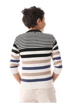 Andora V-Neck Slip On Boys Pullover_Black & Beige  - Image 3