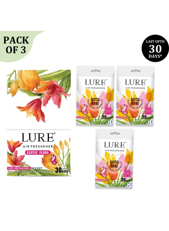 لور معطر جو LURE جل للجيب للحمامات والمراحيض والمنازل | حماية من الجراثيم | يدوم حتى ٣٠ يومًا - برائحة الزهور الغريبة، ١٠ غرام (عبوة من ٣ قطع) - Image 1