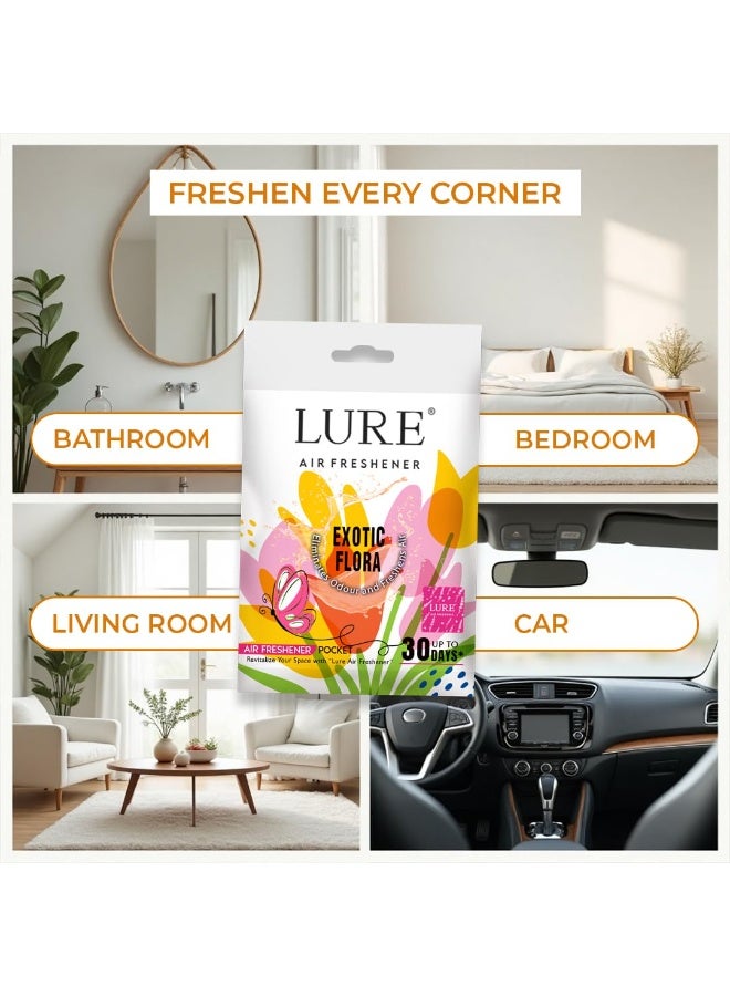 لور معطر جو LURE جل للجيب للحمامات والمراحيض والمنازل | حماية من الجراثيم | يدوم حتى ٣٠ يومًا - برائحة الزهور الغريبة، ١٠ غرام (عبوة من ٣ قطع) - Image 2