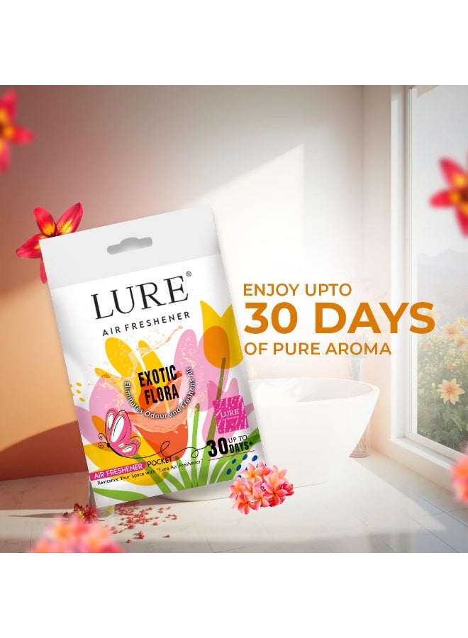 لور معطر جو LURE جل للجيب للحمامات والمراحيض والمنازل | حماية من الجراثيم | يدوم حتى ٣٠ يومًا - برائحة الزهور الغريبة، ١٠ غرام (عبوة من ٣ قطع) - Image 3