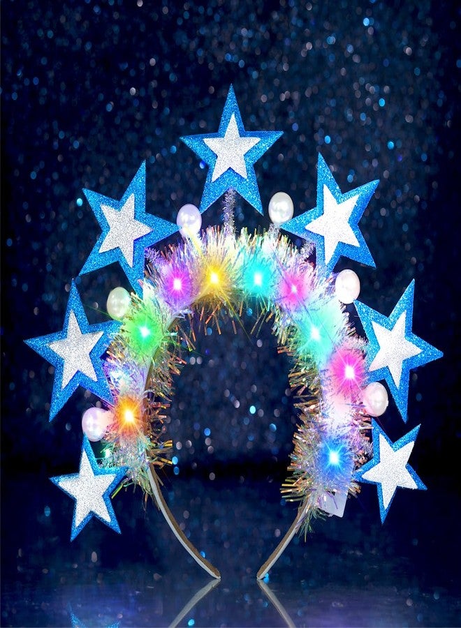 Urieo Light Up Star Headband Led Pearl Halo Headpiece Glow Rave Hair Accessories for Women - Image 5
