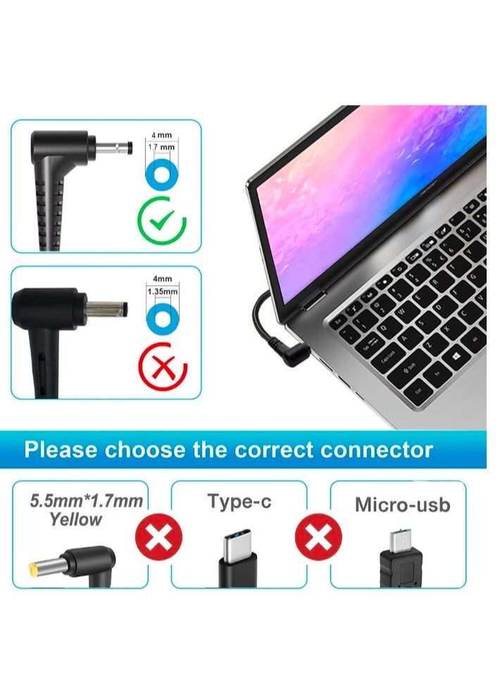 henz - Laptop Charger Compatible with Lenovo Ideapad 100 110 110S 120 120S 310 320 320S 330 330S 510 520 530S S130 S340 S540 Yoga 310 510 520 530 Flex 4/5/6, AC Adapter with Power Cord (4.0 x 1.7 mm), black - Image 1