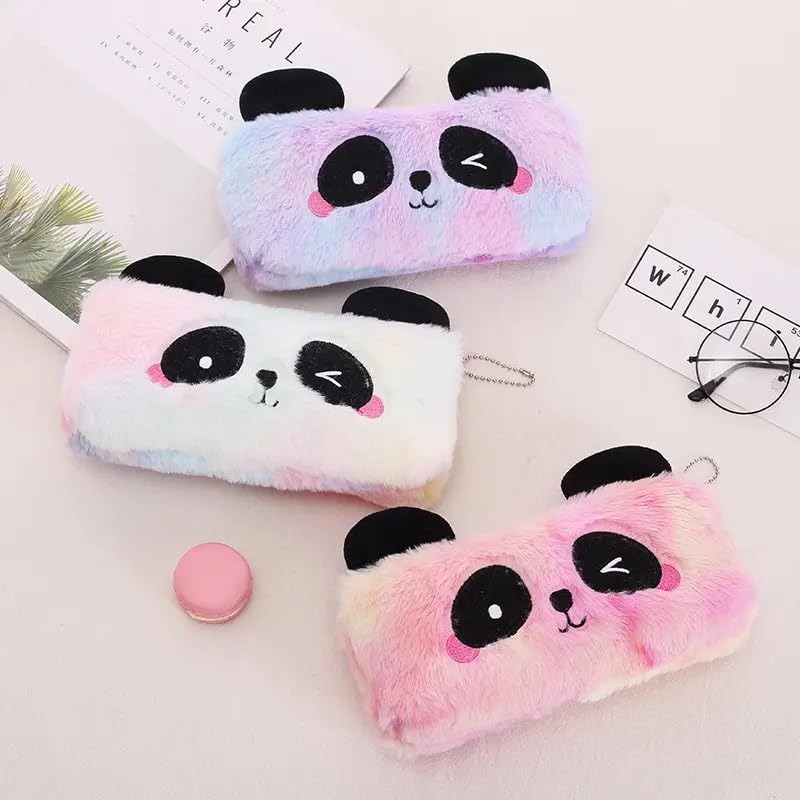 RVA Rainbow Fur Pencil Box with Zipper for Girls Multi-Purpose Pouch Case for School Kids, for Girls, Travel Fur Pouches for School/Office (Size 10x20 CM) (Multi) - Image 3