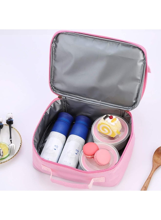 SYOSI Handheld Lunch Box, Reusable Insulated Flip Sequins Lunch Tote Bag Handheld Box Roomy Carry Bag Lunchbox Gifts for Women,Kids Lunch Box Glittering Shining Travel Meal Tote Kit (Pink Star) - Image 2