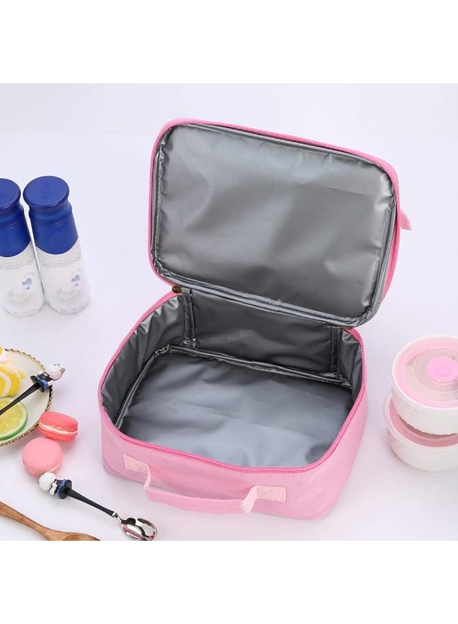SYOSI Handheld Lunch Box, Reusable Insulated Flip Sequins Lunch Tote Bag Handheld Box Roomy Carry Bag Lunchbox Gifts for Women,Kids Lunch Box Glittering Shining Travel Meal Tote Kit (Pink Star) - Image 4