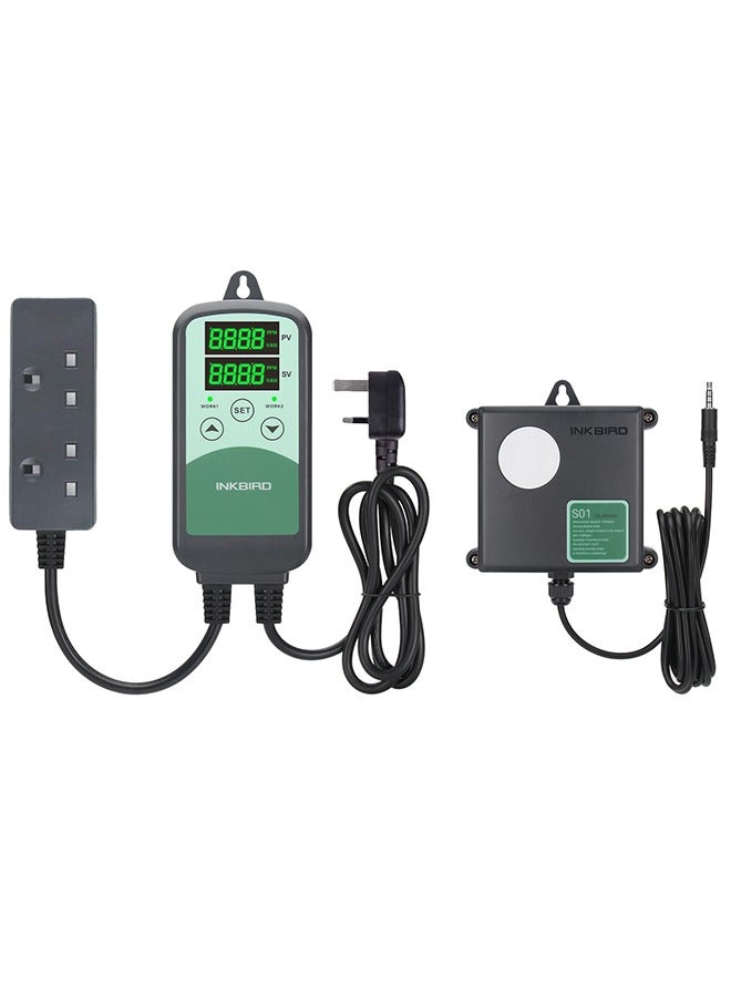 INKBIRD CO2 Controller ICC-500T Digital Programmable Plug-n-Play CO2 Meter Carbon Dioxide Controller for Grow Room and CO2 Generator Regulator Agricultural Greenhouses Exhaust Fan S01 Sensor - Image 2