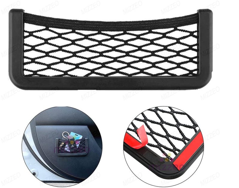 MIZZEO Car Storage Net Back Stick on Car Net Pocket Mesh Car Organizer Car Net Pocket Seat Side Storage for Phone Holder Pocket Organizer Compatible with Skoda Fabia (Type-II) 2011-2014 - Image 1