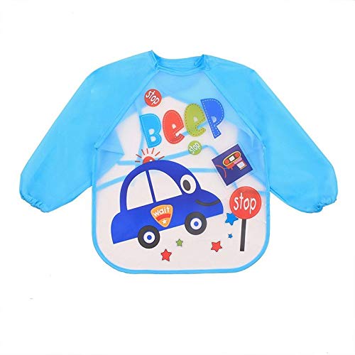 FOK Full Sleeves Washable Waterproof Bib for Babies and Kids - Blue, Set of 1 - Image 1
