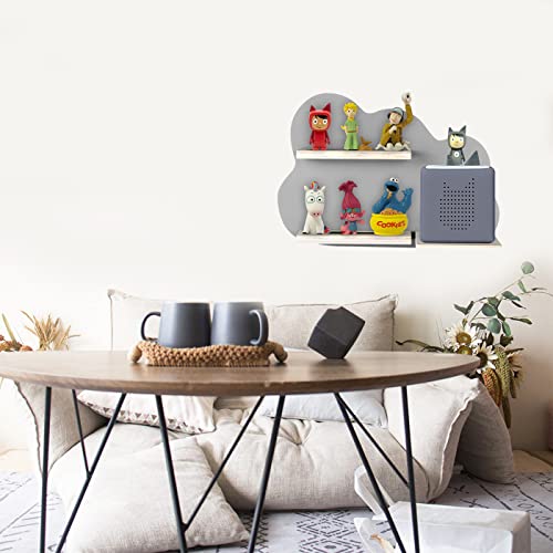 QILUCKY Wall Shelf for Toniebox and Tonie,Charging Station and 14 Tonie Figures Characters,Magnetic Wooden Shelf Compatible with Toniebox Audio Player & Character Easy Install (Gray) - Image 5