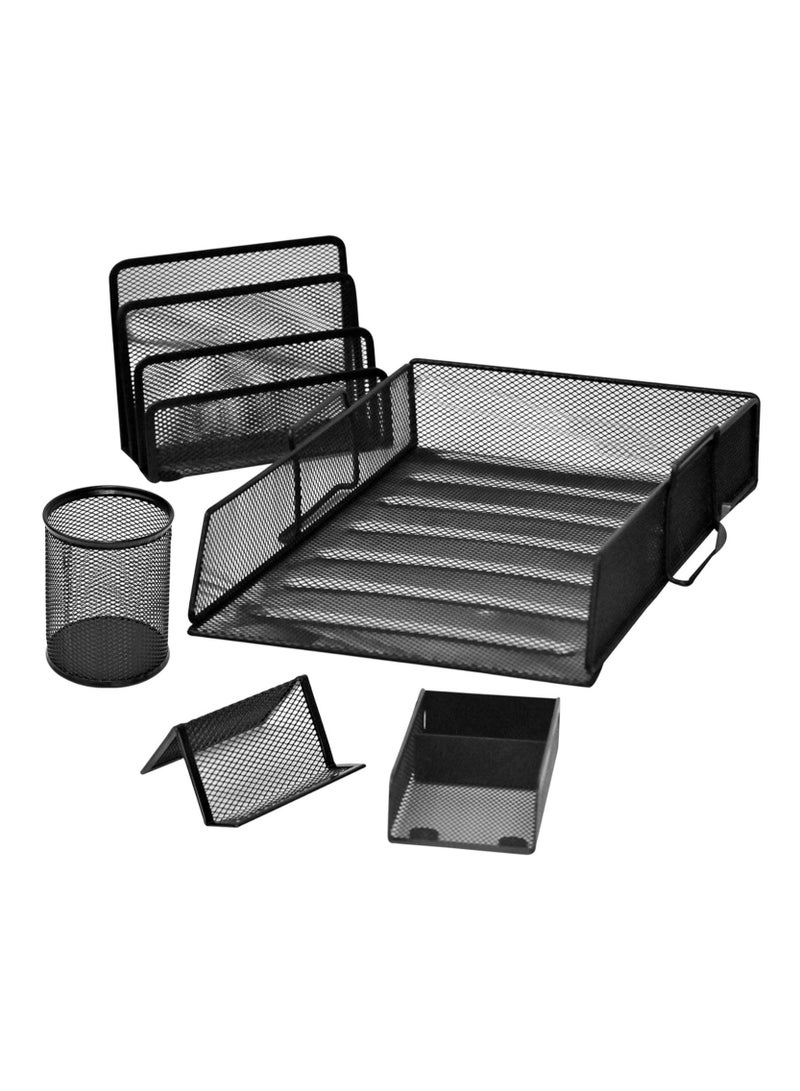 FIS Metal Mesh Office Set, 5 Pieces Per Pack, Black Color - FSDSMM01BK