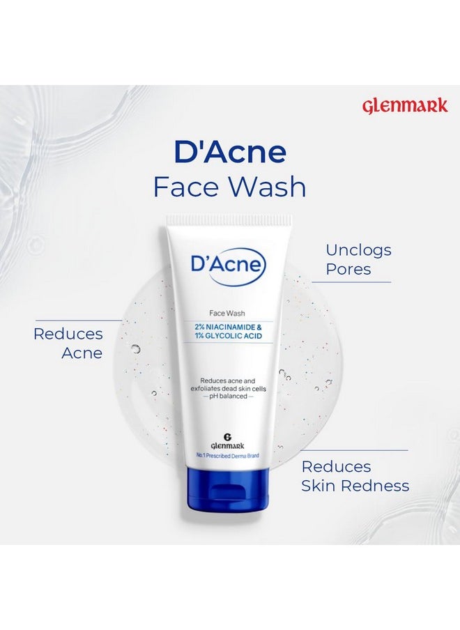 د'اكني غسول الوجه الناعم من D'Acne | يفتح المسام ويمنع ظهور البثور | يوقف تكرار ظهور حب الشباب | يحتوي على 1% من حمض الجليكوليك والنياسيناميد | مناسب للبشرة الدهنية والمعرضة لحب الشباب | للرجال والنساء | 100 مل  - Image 2