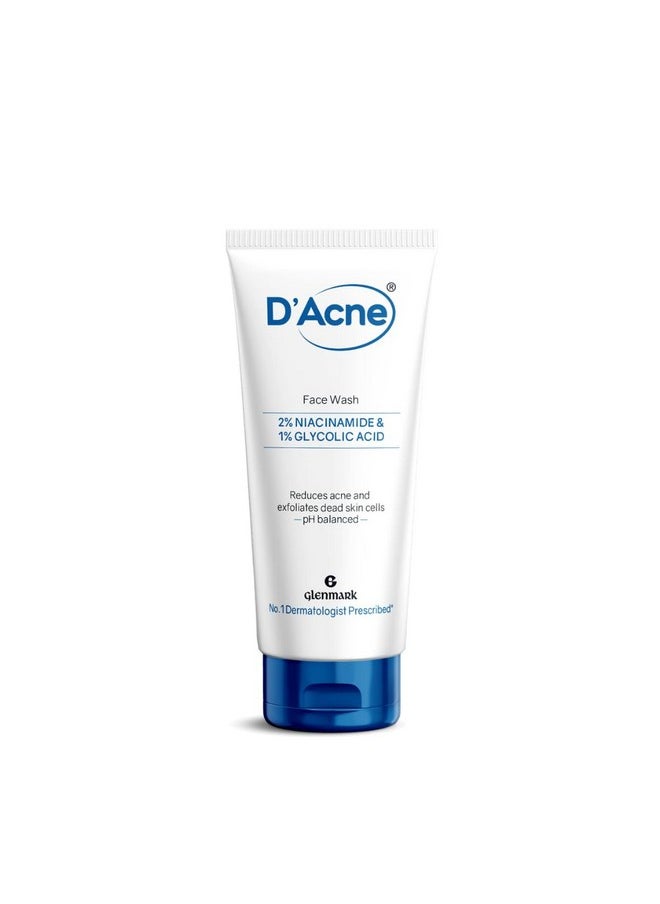 د'اكني غسول الوجه الناعم من D'Acne | يفتح المسام ويمنع ظهور البثور | يوقف تكرار ظهور حب الشباب | يحتوي على 1% من حمض الجليكوليك والنياسيناميد | مناسب للبشرة الدهنية والمعرضة لحب الشباب | للرجال والنساء | 100 مل  - Image 1