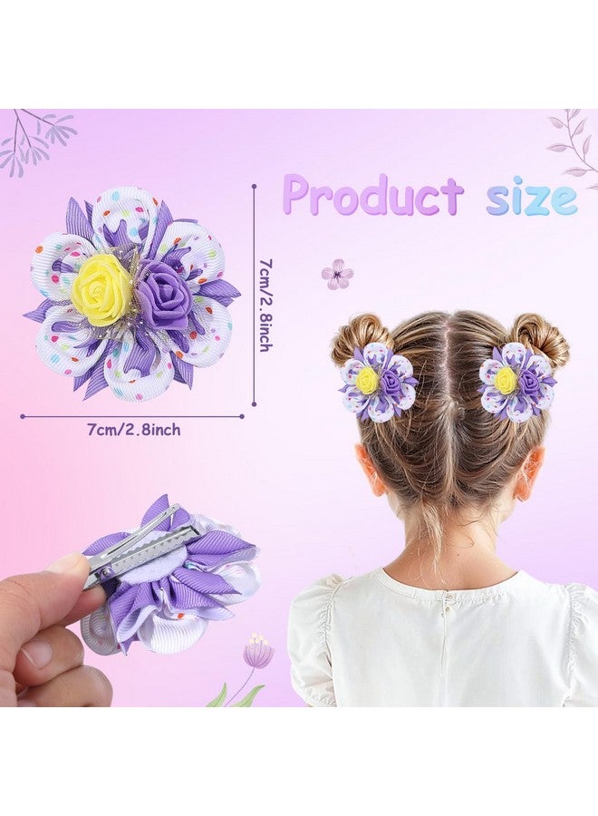 TOKUFAGU 6PCS Hair Bows for Girls, Flower Hair Clips Hair Accessories for Girls Toddler Bow with Alligator Clips for Kids Child Teens (Ice cream color) - Image 2