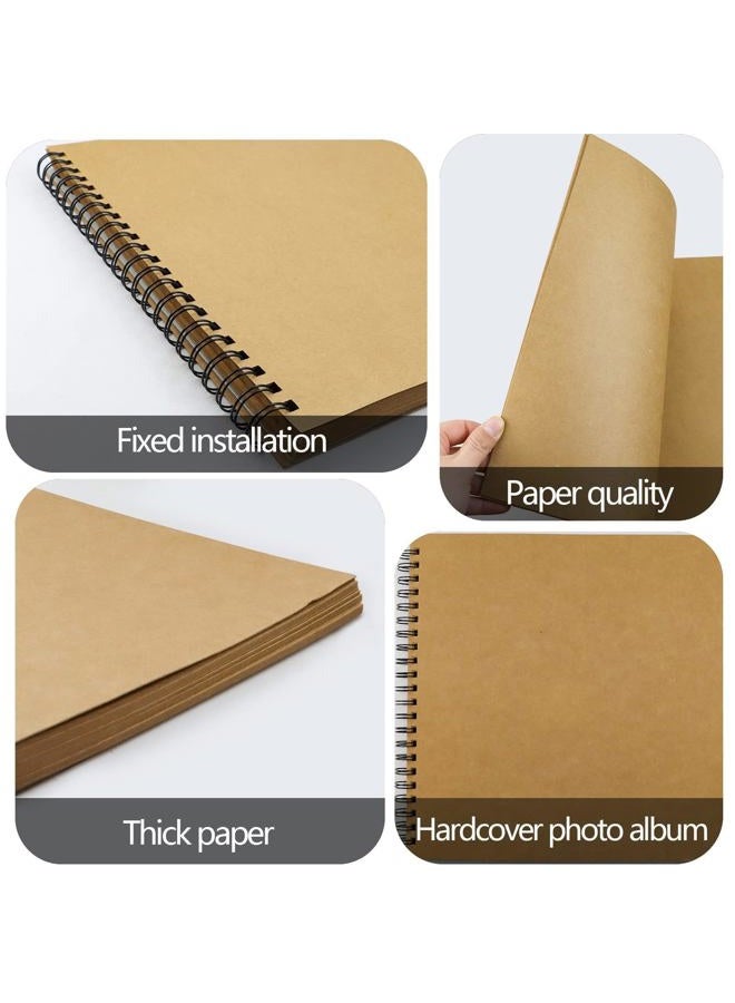 UPlama Hardcover Kraft Blank Page Scrapbook Photo Album,Blank Wedding Guest Book, Photo Album, Square Spiral Bound Cardboard Cover Sketchbook,50 Sheets, 12 x 12 Inches,200GSM - Image 4