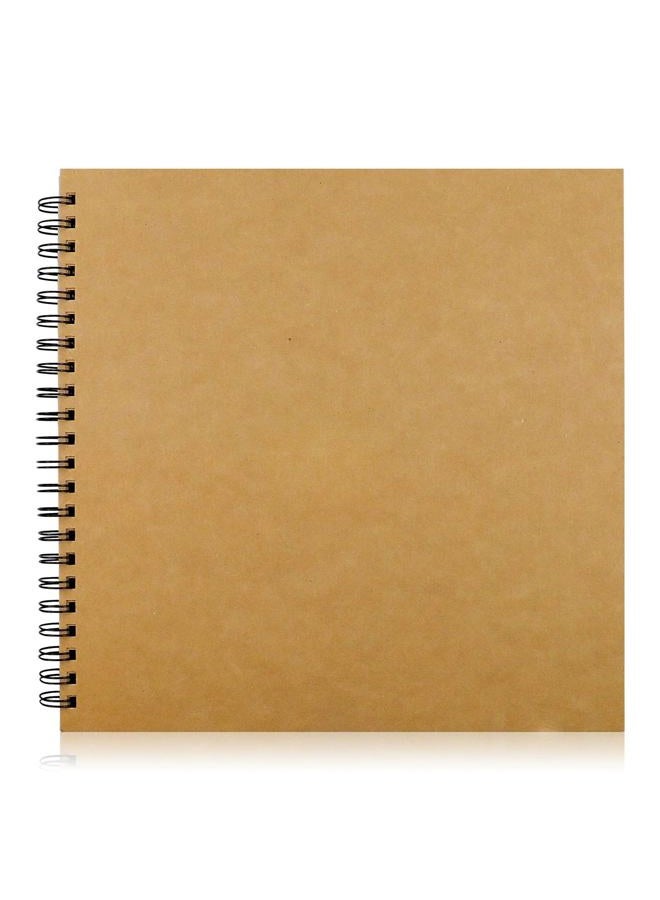 UPlama Hardcover Kraft Blank Page Scrapbook Photo Album,Blank Wedding Guest Book, Photo Album, Square Spiral Bound Cardboard Cover Sketchbook,50 Sheets, 12 x 12 Inches,200GSM - Image 1