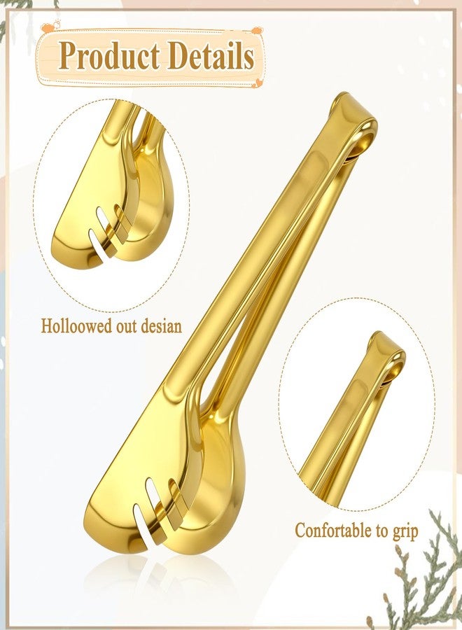 AOZUO Gold Stainless Steel Serving Utensils, Large Serving Spoons Slotted Spoons Forks Soup Ladle Pie Server and Tongs Polished Gold Servings Utensils Setfor Buffet Catering Banquet Party - Image 3