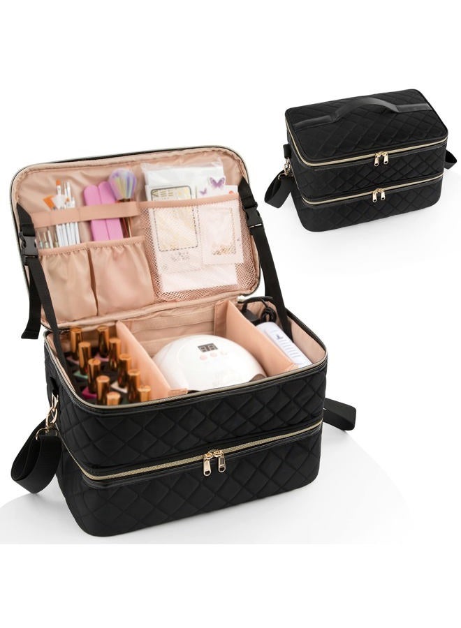 Ethereal Nail Polish Organizer Case, Nail Lamp Storage Bag Holds 40-50 Bottles(15ml/0.5fl.oz) and Nail Accessories, Manicure Tools - Image 1