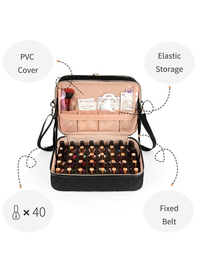 Ethereal Nail Polish Organizer Case, Nail Lamp Storage Bag Holds 40-50 Bottles(15ml/0.5fl.oz) and Nail Accessories, Manicure Tools - Image 4