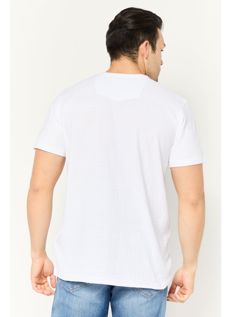 Peter Werth Men Crew Neck Short Sleeves Textured T-Shirt, White  - Image 4