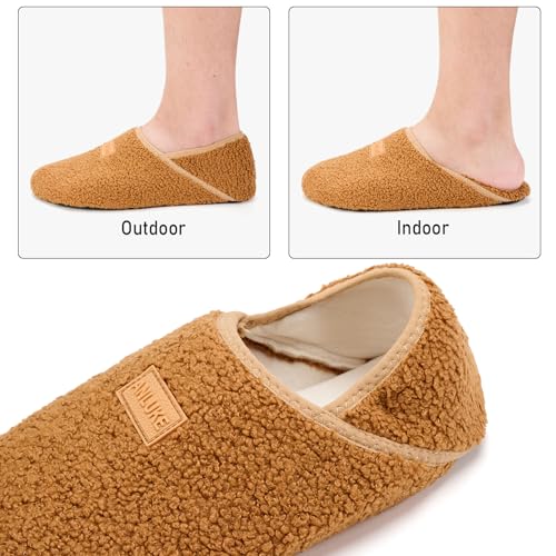ANLUKE Slipper for Women Men Slipper Socks Fuzzy House Shoes Rubber Sole Slip On SoftLightweight Non Slip IndoorOutdoor Brown 3839 - Image 3