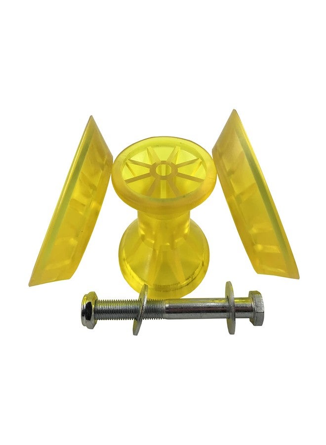 Wonwopn 3 Inch Boat Trailer Roller Assembly Bow Stop Bell Roller with 1/2 Inch Shaft fits 3 Inch Wide Bracket PVC Material Amber Color - Image 5