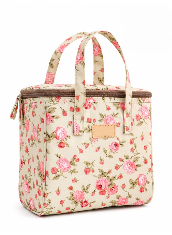 uoobox 9L Large Outdoor Insulated Bag, Portable Ice Pack with Fresh Floral Design, Leakproof Thermal Cooler Tote for Work/School/Picnic - Image 1