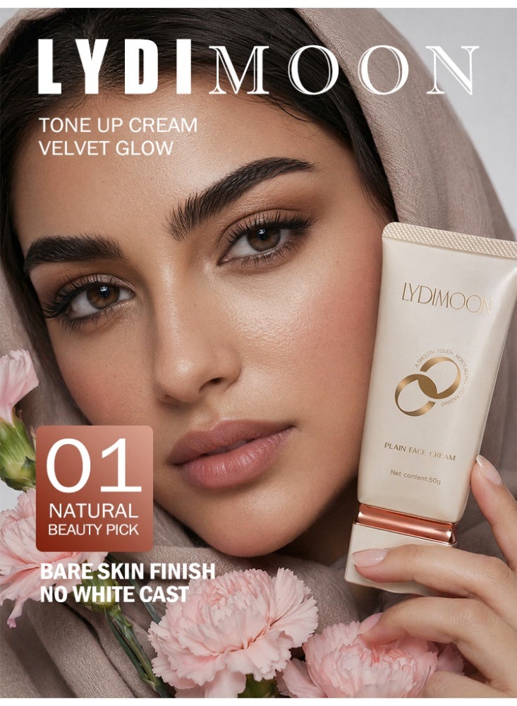 LYDIMOON Natural Brightening Tone Up Cream No Fake White Waterproof Sweatproof Long Lasting 50g - Image 1
