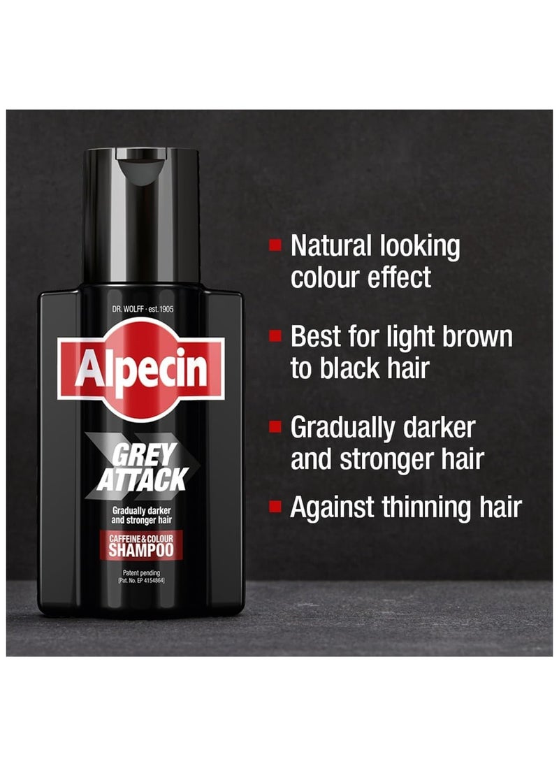 Alpecin Alpecin Grey Attack Caffeine & Colour Shampoo for Men 200ml | Gradually Darker and Stronger Hair | Controlled & Natural Looking Colour Effect for Less Greys | Against Thinning Hair  - Image 2