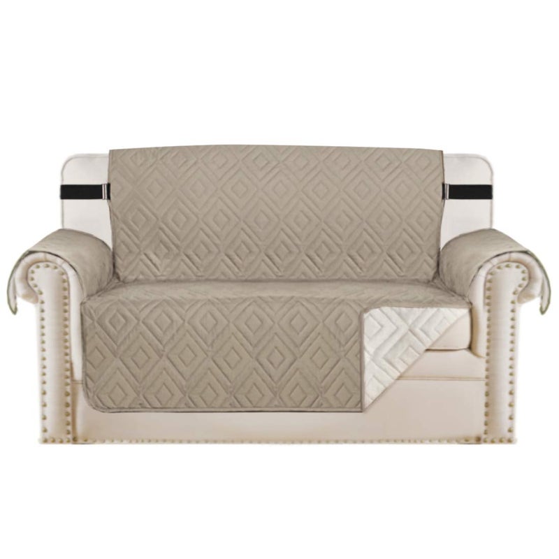 H.VERSAILTEX HVERSAILTEX Reversible Loveseat Cover Furniture Protector AntiSlip Water Resistant 2 Inch Wide Elastic Straps Couch Covers Pets Kids Fit Sitting Width Up to 46Love Seat 75 x 90 KhakiBeige - Image 1