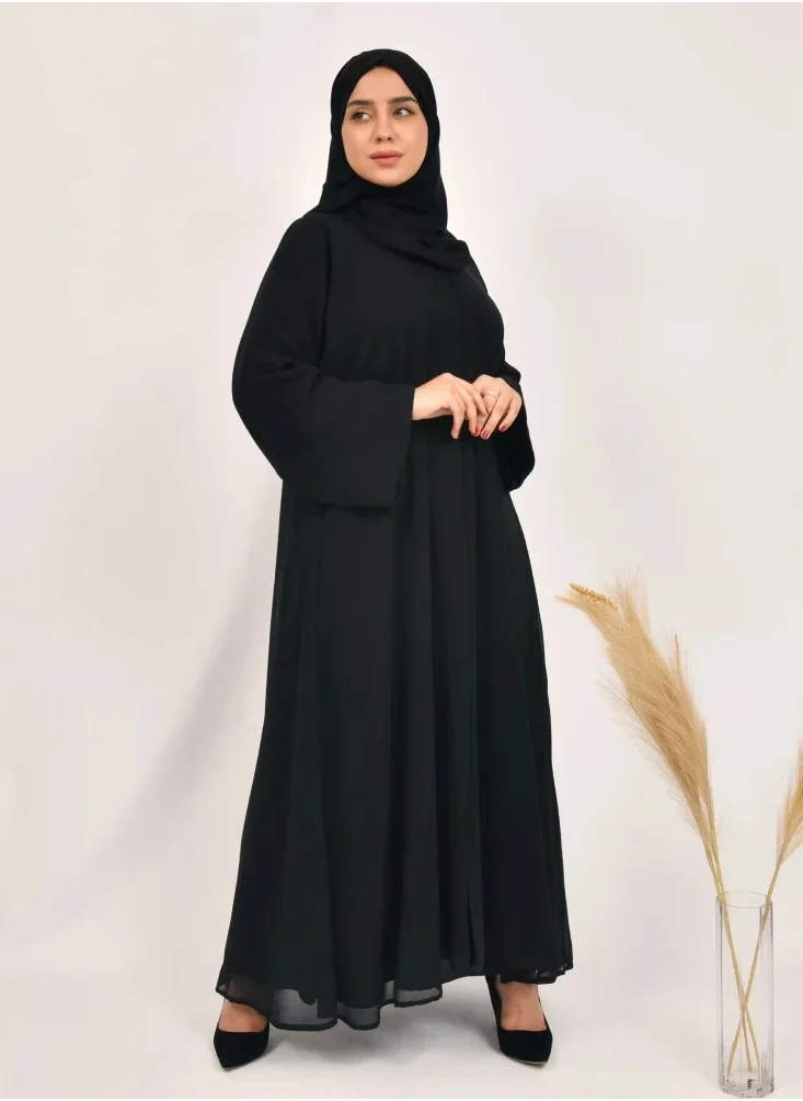 lamha abaya Black abaya with chiffon or silk