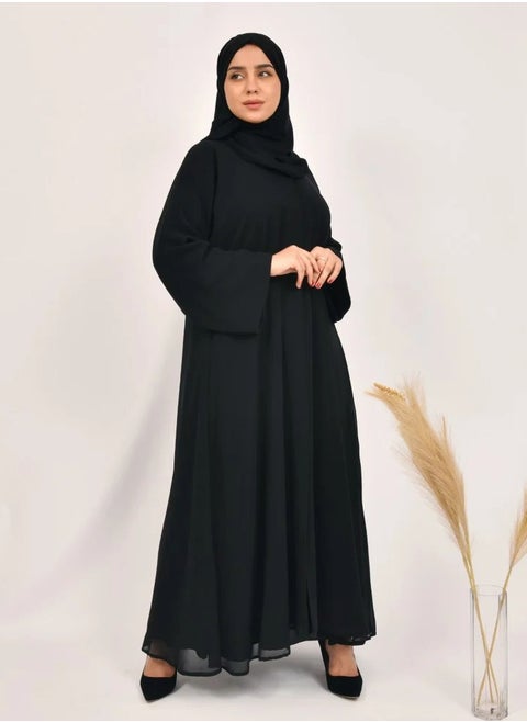 Black abaya with chiffon or silk
