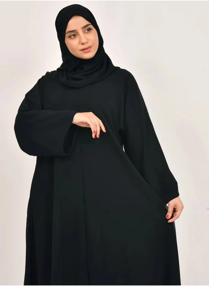 lamha abaya Black abaya with chiffon or silk