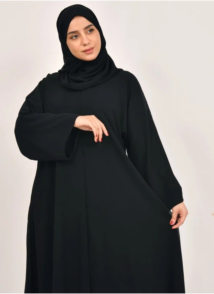 Black abaya with chiffon or silk