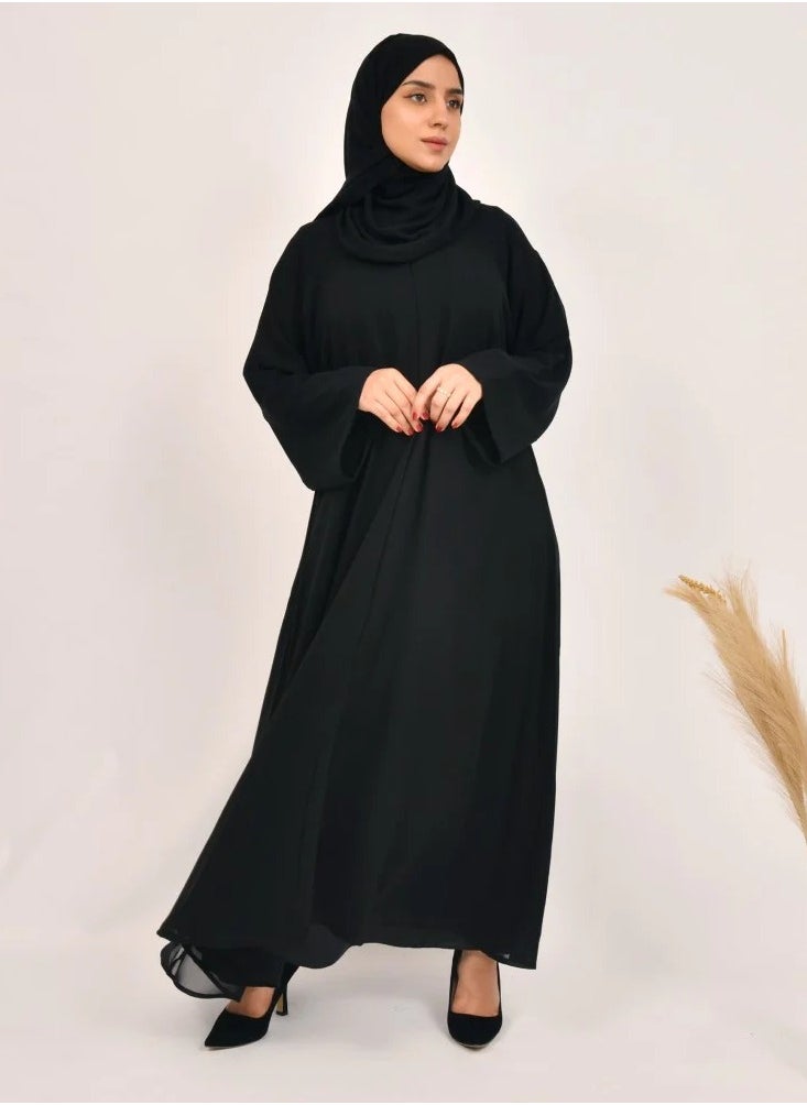 Black abaya with chiffon or silk