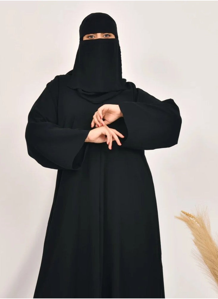 Black abaya with chiffon or silk