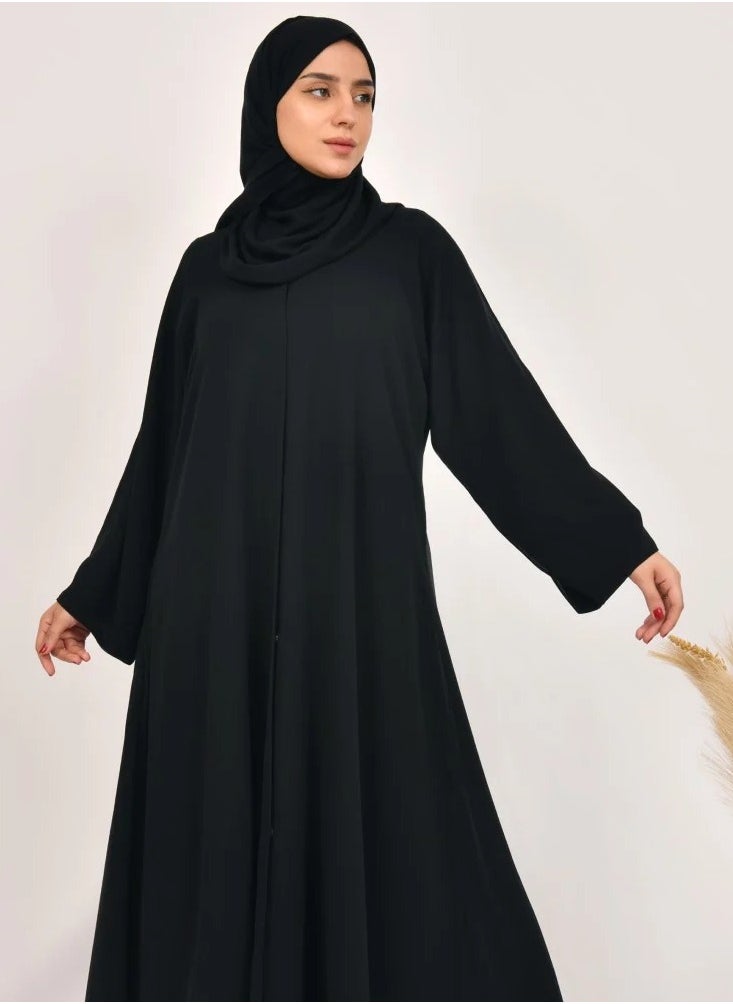 Black abaya with chiffon or silk