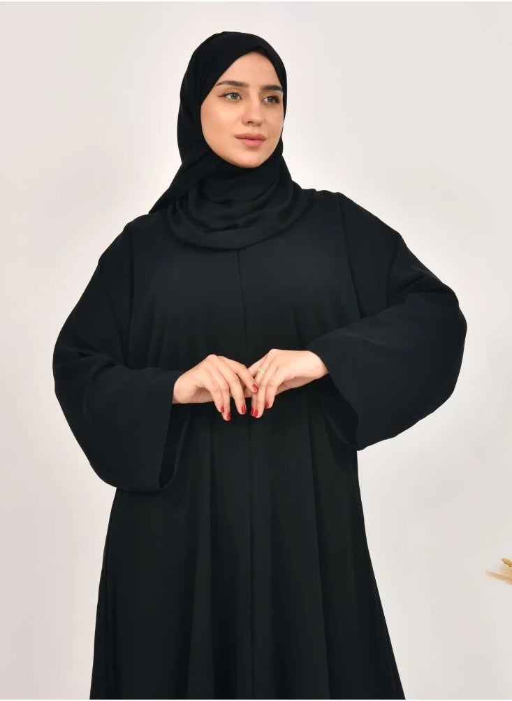 Black abaya with chiffon or silk
