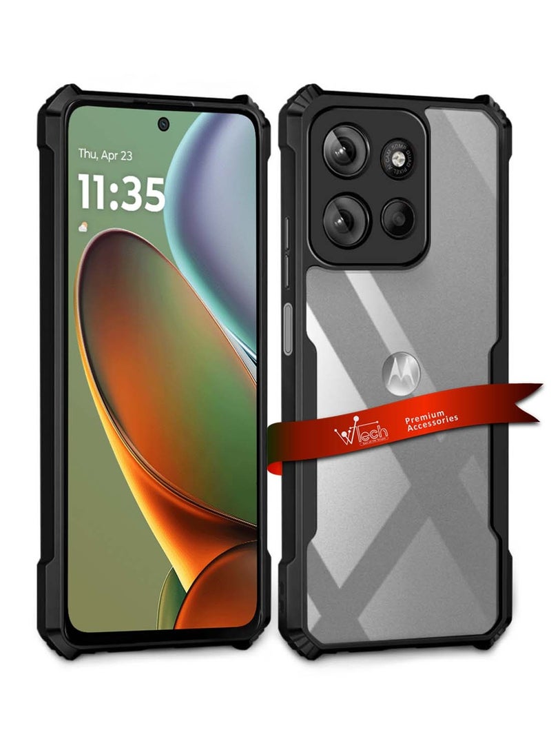 دبليو تيك موتورولا موتو G15 باور 4G 2025 هايبرد TPU سيليكون مع مصدات درع مرتفعة غطاء حافظة رفيع - أسود - Image 1