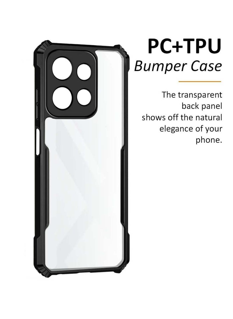 دبليو تيك موتورولا موتو G15 باور 4G 2025 هايبرد TPU سيليكون مع مصدات درع مرتفعة غطاء حافظة رفيع - أسود - Image 5