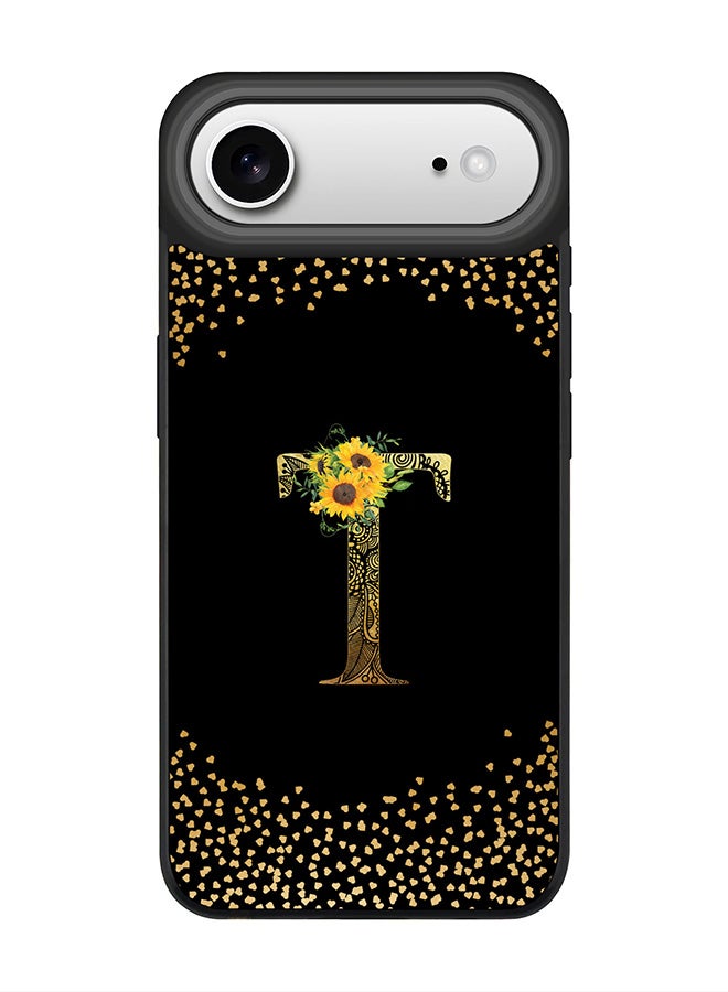 Stylizedd iPhone Air Case, [Compatible with MagSafe] Slim Magnetic cover Phone Case iPhone Air -Custom Floral Monogram - T ( Black ) - Image 1