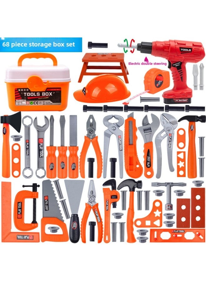 مجموعة ألعاب صندوق أدوات الأطفال للأولاد، مفك براغي محاكاة للإصلاح، مفك براغي متعدد الوظائف، اللون: مجموعة أدوات 【كهربائية】 (68 قطعة) (مع صندوق أدوات) - Image 1
